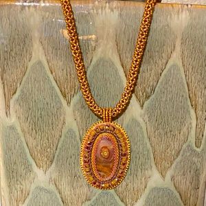 Hand beaded cabachon and necklace